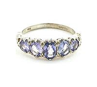 Sterling Silver Tanzanite 5 Stone Ring Size Z December Birthday Silver Ring for Mum