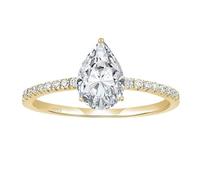 Sterling Silver Thin Half Eternity Engagement Ring with Pear Shape Cubic Zirconia for Women, Gold, Size O 1/2