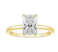Sterling Silver Thin Solitaire Engagement Ring with 7x9mm Rectangle Cubic Zirconia for Women, Gold, Size H 1/2