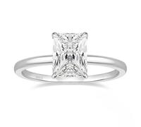 Sterling Silver Thin Solitaire Engagement Ring with 7x9mm Rectangle Cubic Zirconia for Women, Silver, Size J 1/2