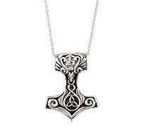 Sterling Silver Thor's Hammer Necklace for Men and Women - 925 Silver Viking Pendant on 18" Curb Chain - Trinity Knot - Gothic Norse Jewellery With Intricate Celtic Knotwork