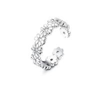 Sterling Silver Toe Rings for Women White Gold Plated Daisy Flower Stylish Toe Rings, Adjustable Summer Beach Foot Charm Jewelry
