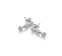 Sterling Silver Triple Drop Earrings with White Topaz - 15mm x 4mm - Real Diamond Accent - Hot Diamonds Tender Collection