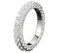 Sterling Silver Triple-Row Pave Ring INS Style Luxury Fashion Gift for Women