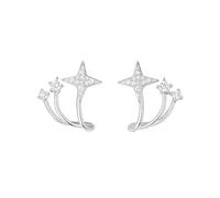 Sterling Silver Triple Shooting Star Polaris CZ Curvy Huggie Stud Earrings