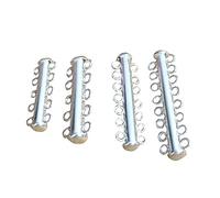 Sterling Silver Tube Clasps with 5 6 7 8 Rings, 925 Silver 5 6 7 8 Strand Tube Clasps, Slide Lock Clasps, Bar Clasp (7-Strand)