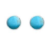 Sterling Silver Turquoise 6mm Classic Medium Round Stud Earrings HER-861