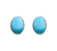 Sterling Silver Turquoise 7mm x 5mm Classic Small Oval Stud Earrings HER-1011