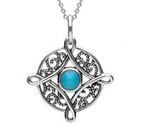 Sterling Silver Turquoise Detailed Four Point Cross Necklace - Silver SGN-1014