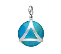 Sterling Silver Turquoise Disc Open Triangle Large Charm D - Silver 58440