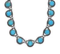 Sterling Silver Turquoise Foxtail Seventeen Stone Necklace D - Silver FXT-173