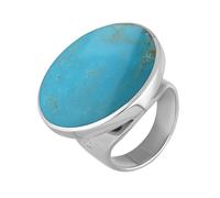 Sterling Silver Turquoise Hallmark Medium Round Ring - Silver FHM-394