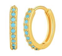 Sterling Silver Turquoise Hoop Earrings Huggie Hoops Earring Cubic Zirconia Small Cartilage Sleeper Gold Platd Huggie Cuff Fashion Jewelry Turquoise Hoop Earrings For Women