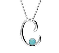 Sterling Silver Turquoise Love Letters Initial C Necklace LLS-856