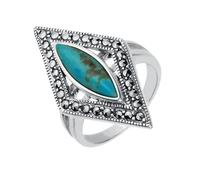 Sterling Silver Turquoise Marcasite Triangle Ring - Silver MRC-581