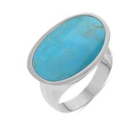 Sterling Silver Turquoise Oval Statement Ring D - Option1 Value Silver 00122353
