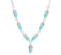 Sterling Silver Turquoise Seven Stone Marquise Necklace - Silver 00096664