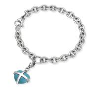 Sterling Silver Turquoise Small Cross Heart Charm Bracelet D - Option1 Value Silver CRH-2621