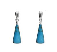 Sterling Silver Turquoise Triangle Drop Earrings - Silver 75521