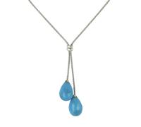 Sterling Silver Turquoise Two Drop Necklace D - Silver FXT-295