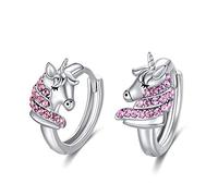 Sterling Silver Unicorn Hoop Earrings, Unicorn Jewellery Birthday Gifts for Girls Women