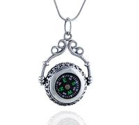 Sterling Silver Victorian Filigree Working Compass Pendant