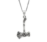 Sterling Silver Viking Axe Necklace for Men and Women - 925 Silver Norse Warrior Pendant on 18" Curb Chain - Biker-Style Gothic Jewellery - Nordic Talisman - Ancient Mythology