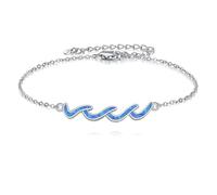 Sterling Silver Wave Bracelets for Women Inspirational Beach Ocean Bracelets 7+2 Inches Through the Waves of Life, Life is Tough but so are You, Encouragement Bracelet Gifts for Friend Sister