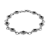 Sterling Silver Whitby Jet Eight Stone Kite Framed Bracelet - Silver
