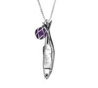 Sterling Silver Whitby Jet Emma Stothard Silver Darling Amethyst Float Charm Necklace EST-074