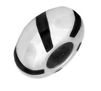 Sterling Silver Whitby Jet Five Stone Stripy Charm - Silver