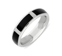 Sterling Silver Whitby Jet Heritage Gap 6mm Wedding Band - Silver WED-159