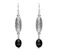 Sterling Silver Whitby Jet Lattice Drop Earrings - Silver 00074016