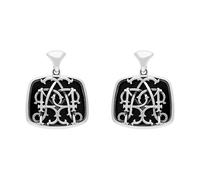Sterling Silver Whitby Jet Mary Modena Drop Earrings - Silver HRP-031