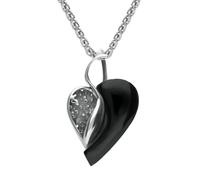 Sterling Silver Whitby Jet Small Heart Swirl Necklace SGN-417