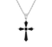Sterling Silver Whitby Jet St Pauls Cross Necklace - Silver 176112