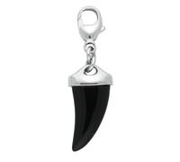 Sterling Silver Whitby Jet Tooth Style Charm - Option1 Value Silver ESN-082