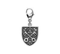 Sterling Silver Whitby Jet York Minster Cross Key Shield Lobster Clasp Charm - Silver