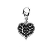 Sterling Silver Whitby Jet York Minster Heart Charm - Silver YMR-017