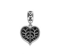 Sterling Silver Whitby Jet York Minster Heart Loop Charm - Silver YMR-016