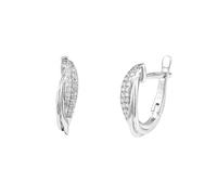 Sterling Silver White Cubic Zirconia Twisted Huggie Hoop Earrings