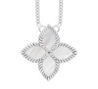Sterling Silver White Mother of Pearl Eden Large Marquise Flower Necklace