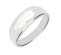 Sterling Silver White Mother of Pearl Inlay Band Ring