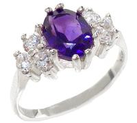 Sterling Silver Womens Amethyst & Cubic Zirconium Eternity Ring - Size T