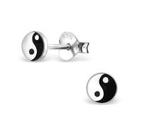 Sterling Silver Yin Yang Stud Earrings - Black & White Balance Symbol Jewellery, Hypoallergenic 925 Silver Tao Earrings for Women, Men & Teens, Minimalist Spiritual Studs