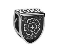 Sterling Silver York Minster Cross Key and Rose Tube Charm - Silver