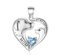 Sterling Silver You Are My Sunshine Mom Heart Dog Necklace Chain 12 Birthstone For Women Jewelry