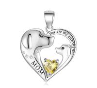 Sterling Silver You Are My Sunshine Mom Heart Dog Necklace Chain 12 Birthstone For Women Jewelry
