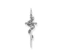 Sterling Silver Zirconia Blackened Sword with Snake Pendant PE943-643-11