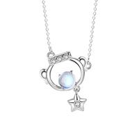 Sterling Silver Zodiac Necklace for Women Moonstone Crystal Pendant 12 Constellation Horoscope Astrology Necklaces Creative Jewelry Gifts Mother Girlfriend,aquarius